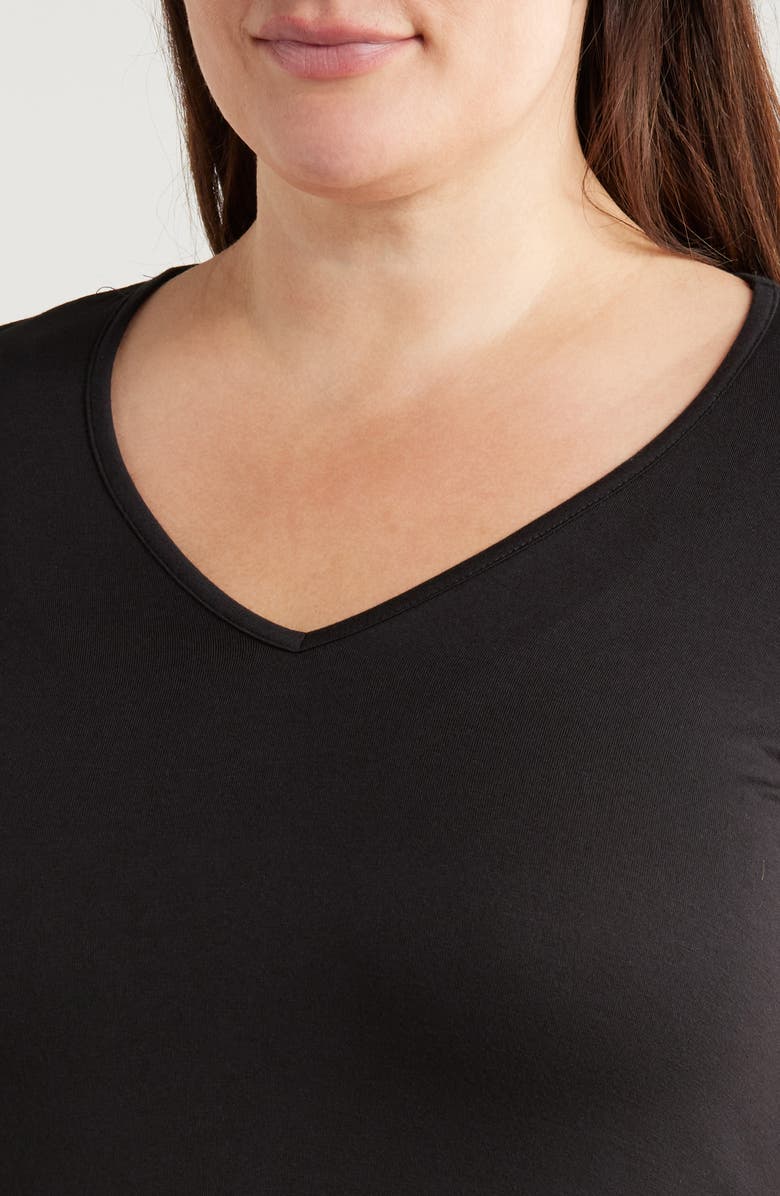 24seven Comfort Apparel V-Neck Jersey Swing Top, Alternate, color, Black