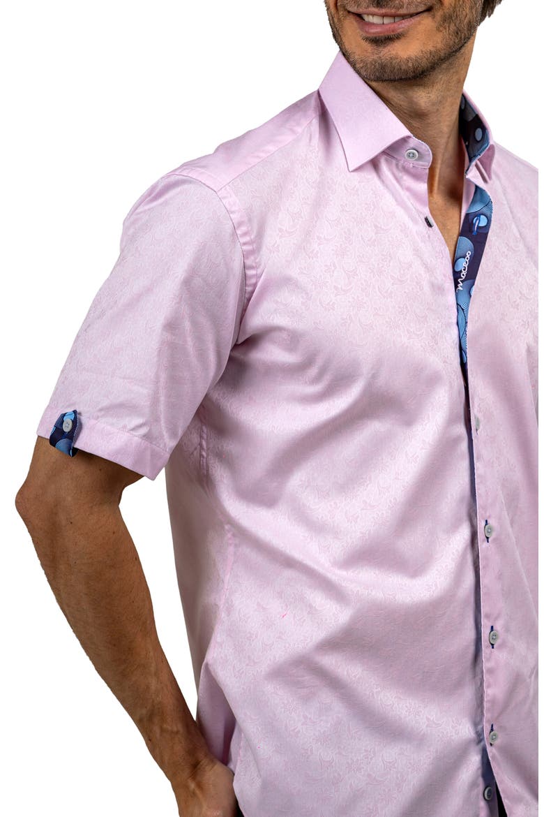 Galileo Ascension 0077 Contemporary Fit Short Sleeve Button-Up Shirt, Alternate, color, PINK