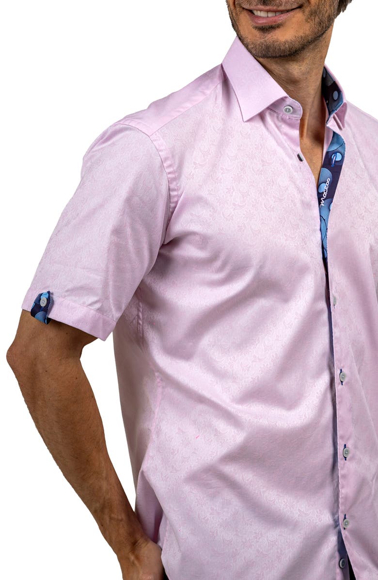 Maceoo Galileo Ascension 0077 Contemporary Fit Short Sleeve Button-Up Shirt, Alternate, color, Pink