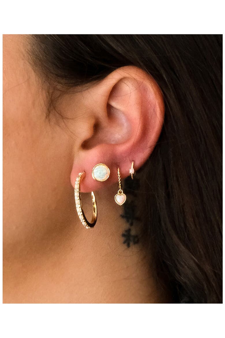 Paxe Created Opal Stud Earrings, Alternate, color, SILVER