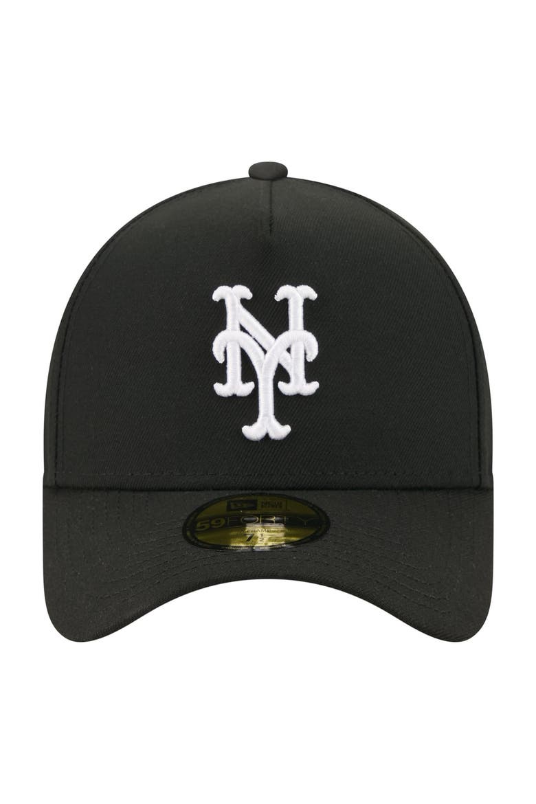 Men's New Era  Black New York Mets A-Frame 59FORTY Fitted Hat, Alternate, color, Black