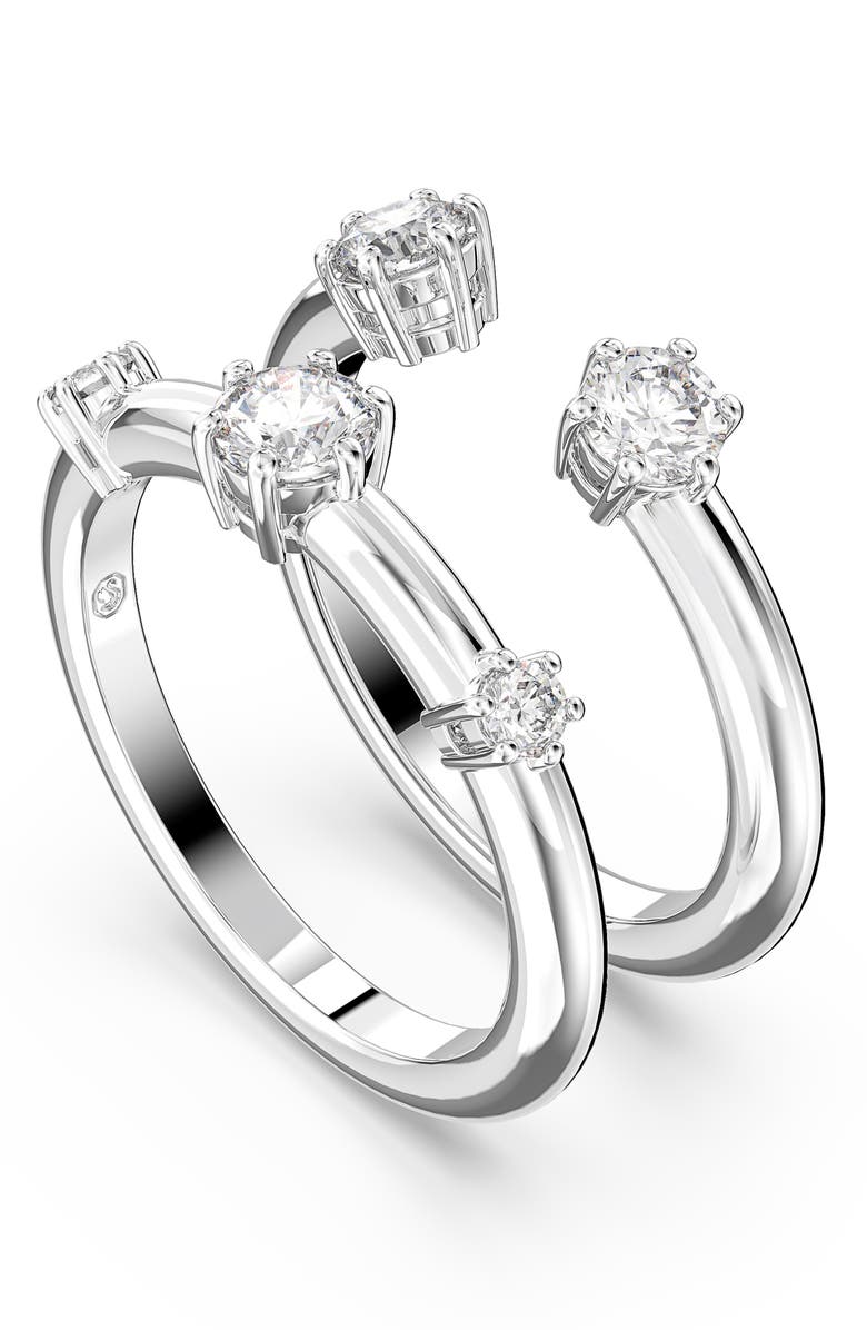 Swarovski Set of 2 Constella Rings, Alternate, color, Silver