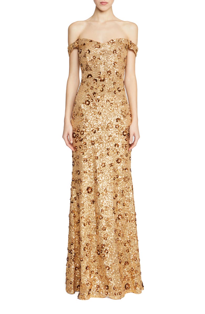 Theia Serafina Sequin Off the Shoulder Mermaid Gown, Main, color, 