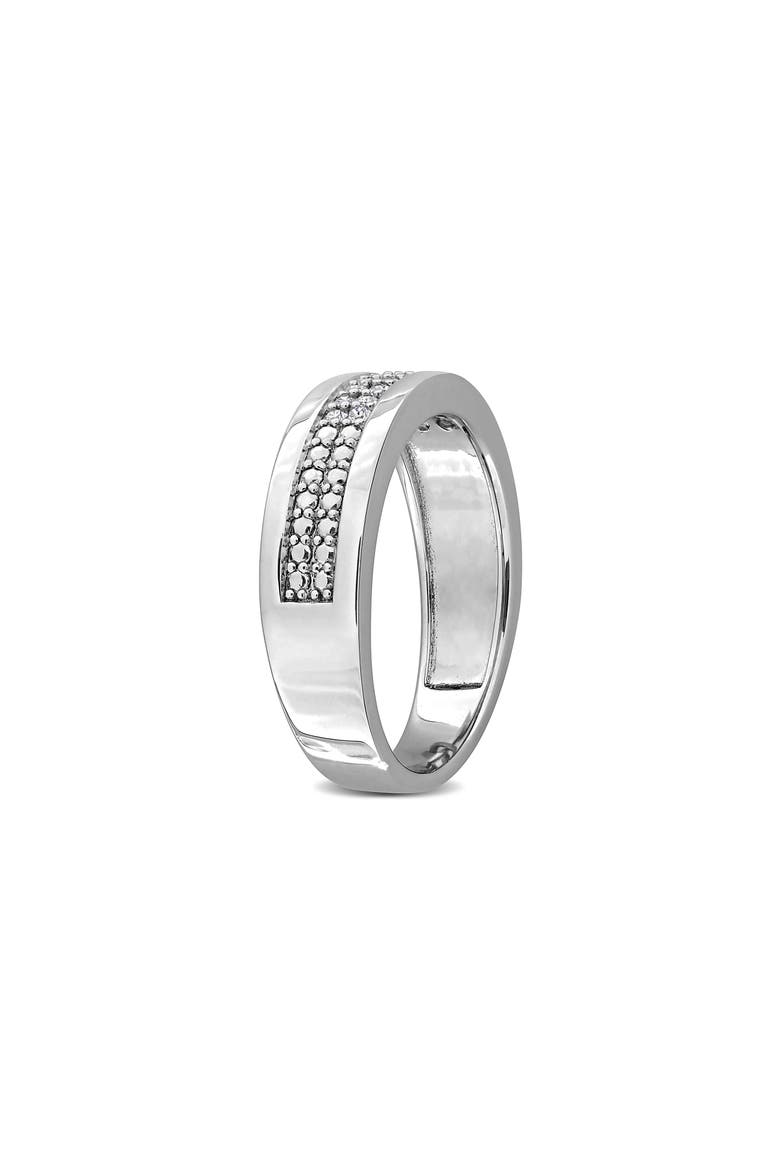 Men's Sterling Silver Pavé Lab Grown Diamond Band Ring, Alternate, color, WHITE