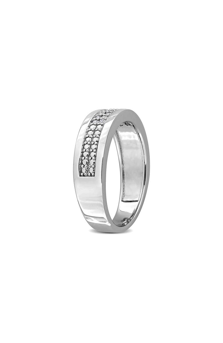 DELMAR Men's Sterling Silver Pavé Lab Grown Diamond Band Ring, Alternate, color, White