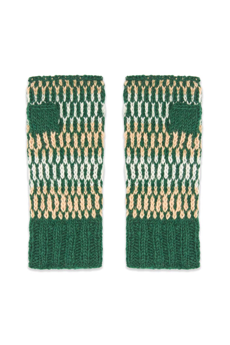 Women's Artisan Hand-Knit Adirondack Winter Wool Half Mitten, Main, color, Medium Green