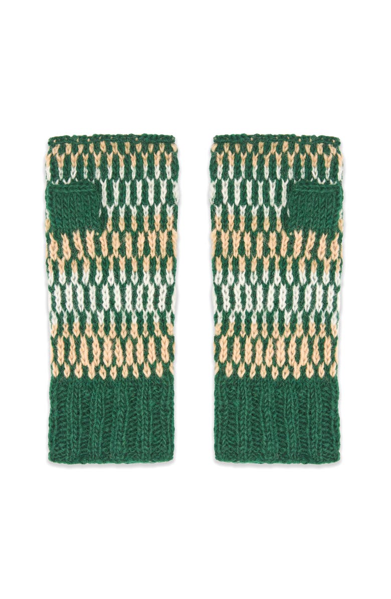 Feelgoodz Women
s Artisan Hand-Knit Adirondack Winter Wool Half Mitten, Main, color, Medium Green