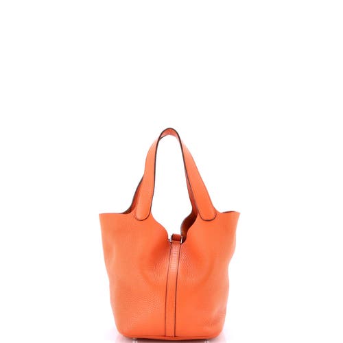 Pre-owned Hermes Hermes Picotin Lock Bag Clemence Mm In Orange