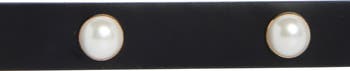 faux-pearl stud leather belt