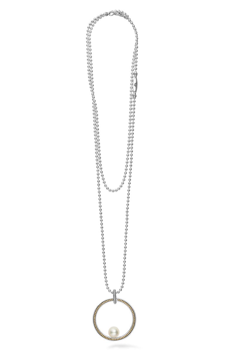 LAGOS Open Circle Pearl Pendant Necklace, Alternate, color, 
