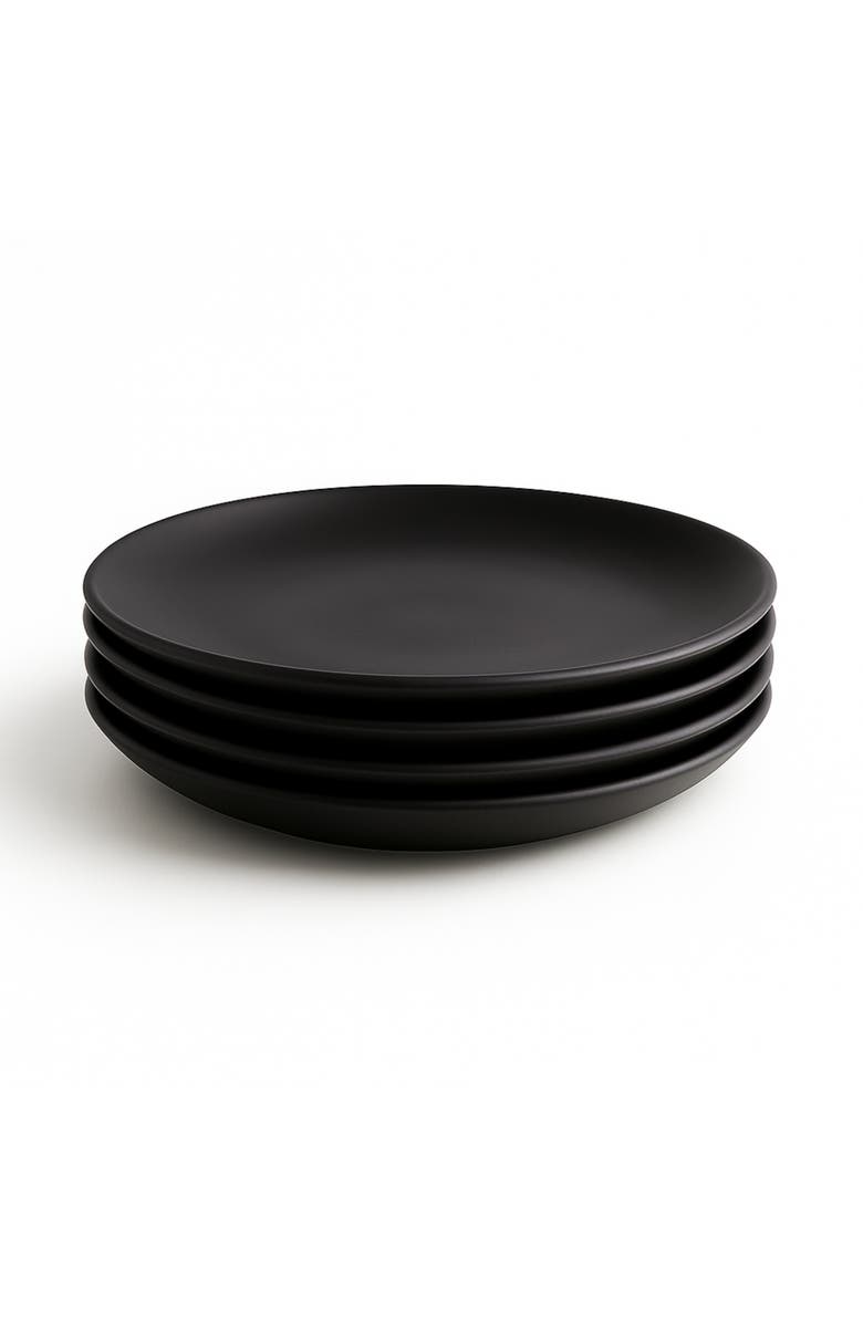 Gharyan Stoneware Edan Flat Dinner Plate, Set of 4, Alternate, color, Matte Black