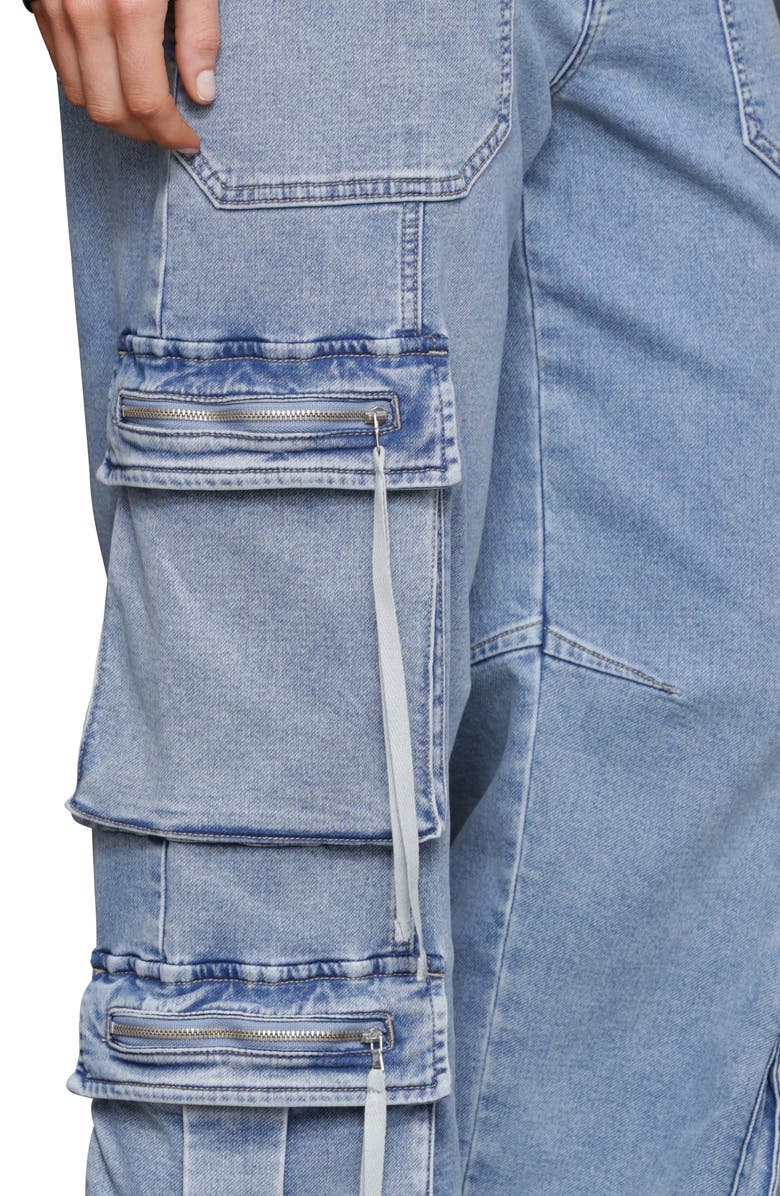 Avec Les Filles Baggy Cargo Jeans, Alternate, color, Light Blue Wash