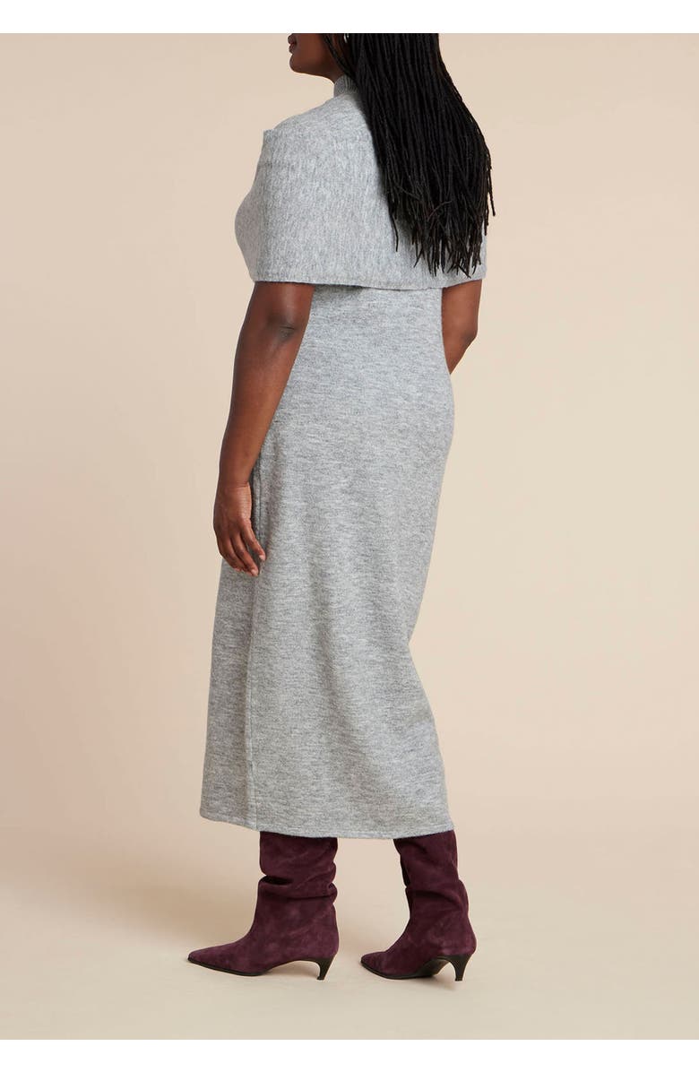 ELOQUII Twist Front Cape Sweater Dress, Alternate, color, Grey