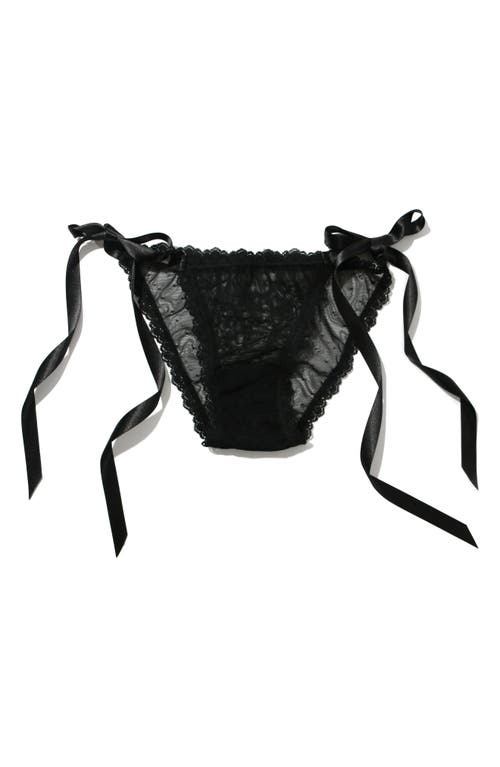 Hanky Panky Dotted Tulle Tie Side Bikini In Black