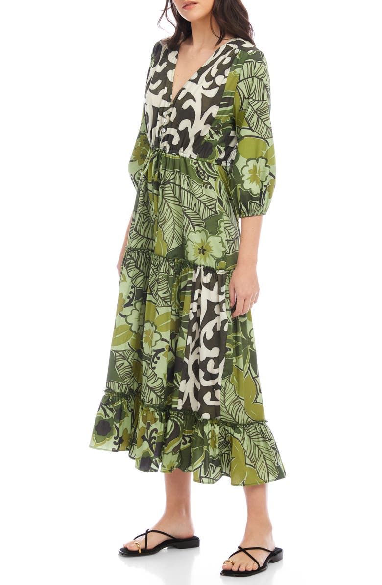 FIFTEEN TWENTY Nicki Tiered Ruffle Maxi Dress, Alternate, color, Green Print