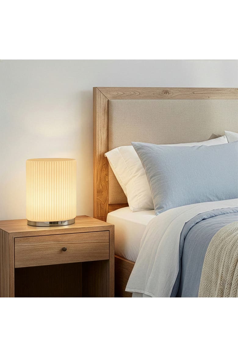 Lumi 7" Cream Matte Glass Dimmable LED Table Lamp with Oval Metal Base, Alternate, color, Cream