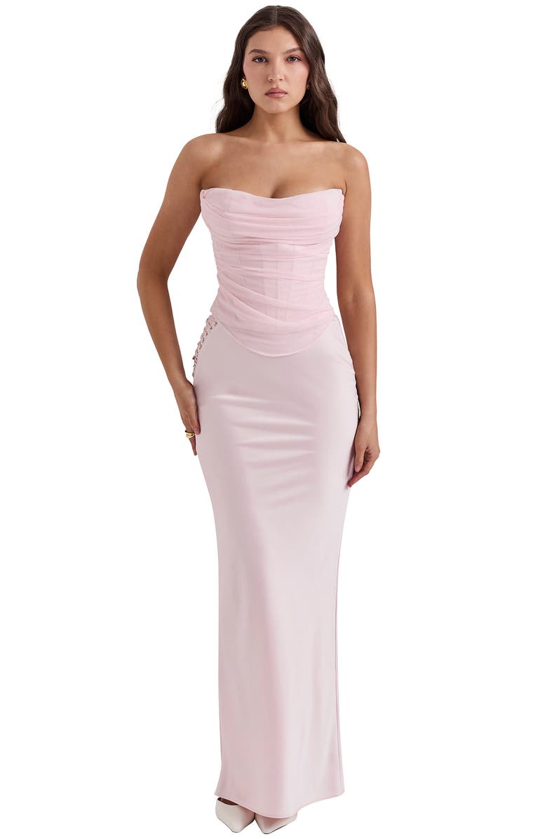 HOUSE OF CB Georgie Mesh Strapless Corset Top, Alternate, color,