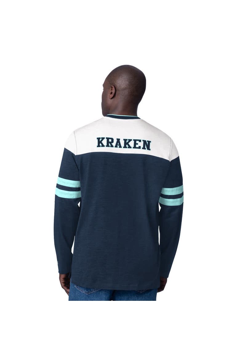Men's Starter  Deep Sea Blue Seattle Kraken Blitz Durene Long Sleeve T-Shirt, Alternate, color, Navy