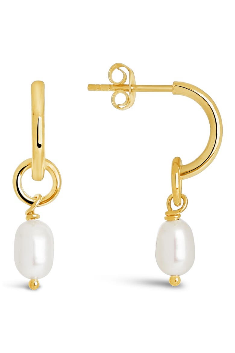 Freshwater Pearl Drop Huggie Hoop Earrings, Alternate, color, GOLD