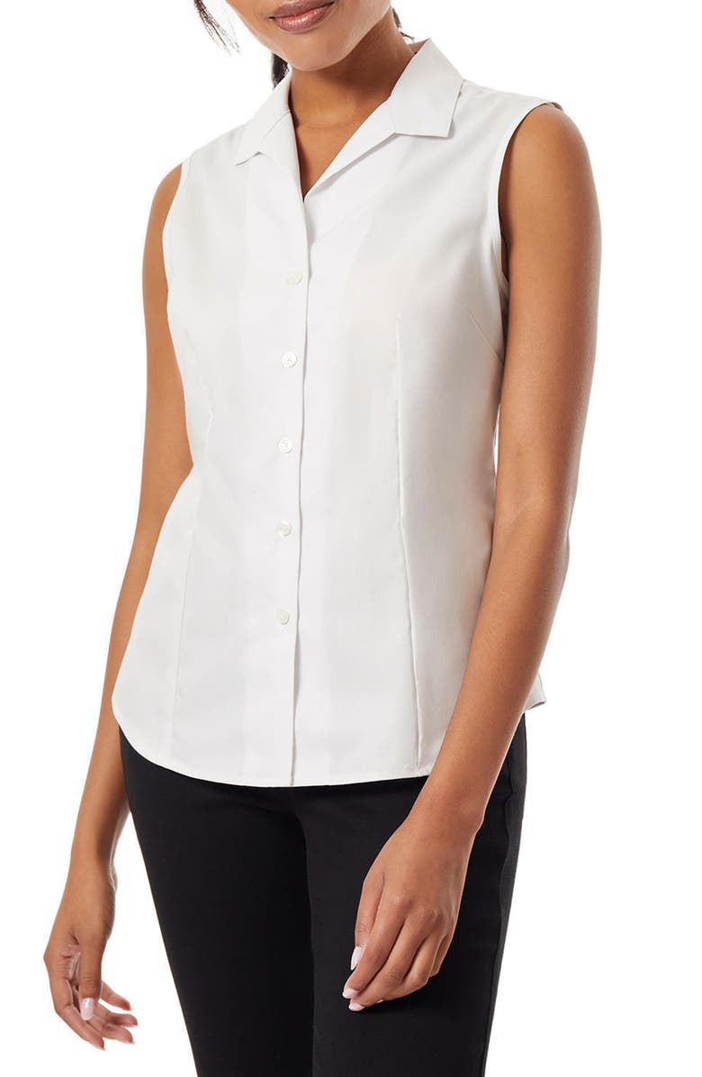 Jones New York Sleeveless Cotton Blouse, Main, color, White