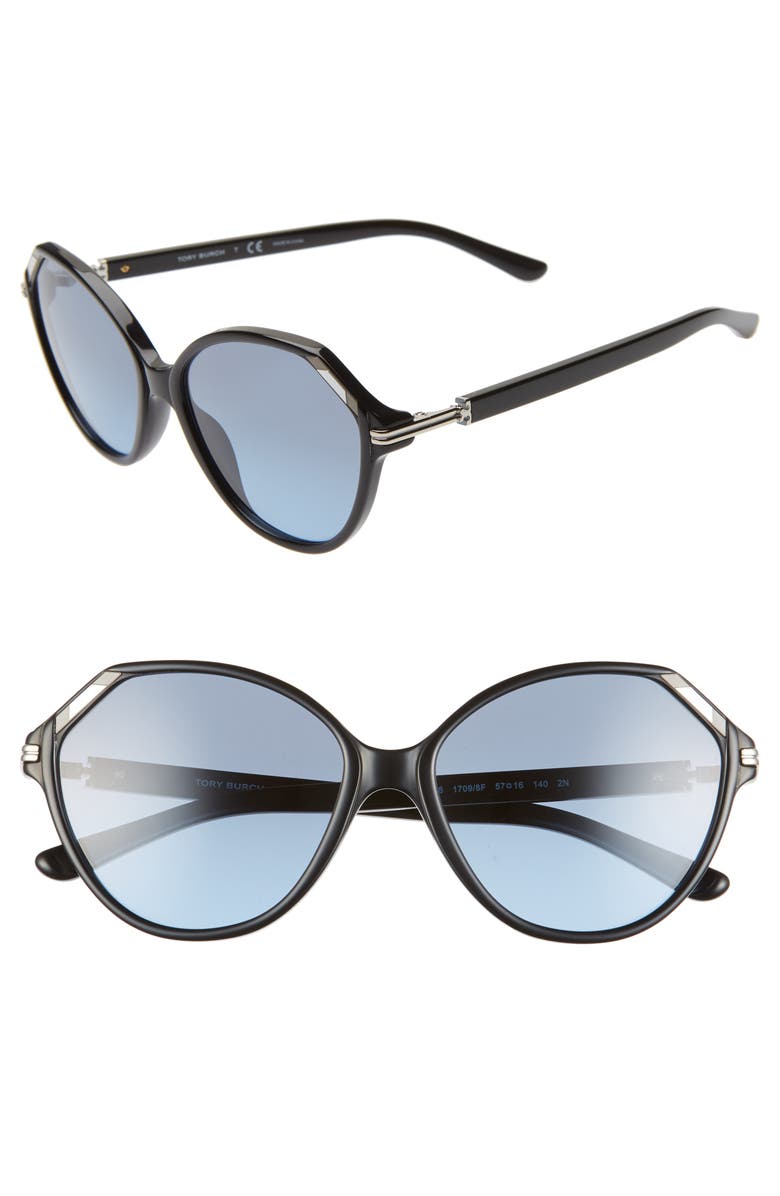 Tory Burch 57mm Cat Eye Sunglasses, Main, color, 