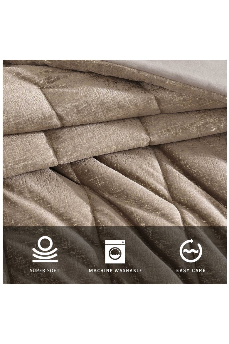 Banks Metallic Velvet Comforter Set, Alternate, color, LIGHT PASTEL BROWN