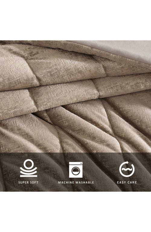 Kenneth Cole New York Banks Metallic Velvet Comforter Set In Light Pastel Brown