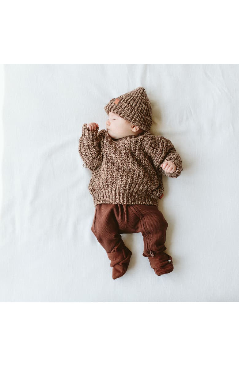 goumikids baby organic cotton chunky knit sweater, Alternate, color, Bark