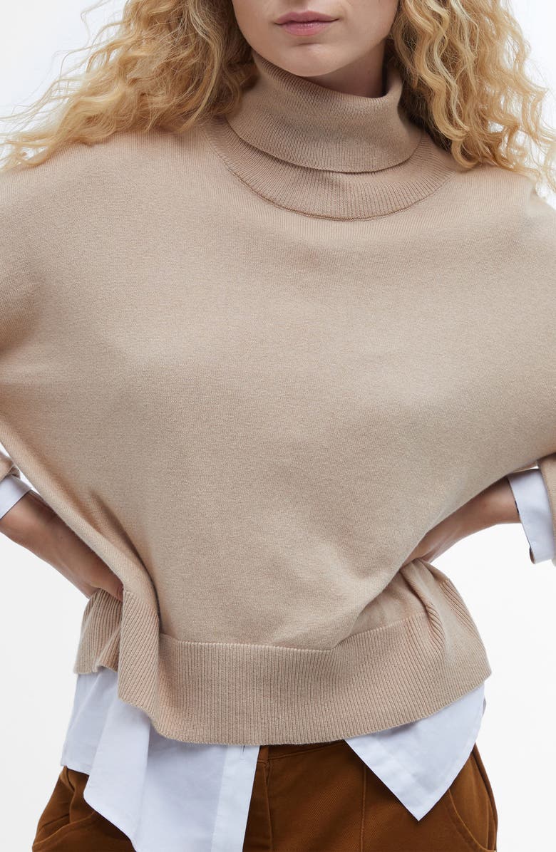 Barbour Shelby Knit Turtleneck Sweater, Alternate, color, Camel