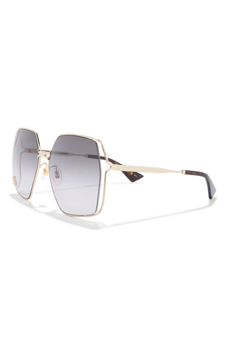 65mm Oversize Rectangular Sunglasses, Alternate, color, GOLD GOLD GREY