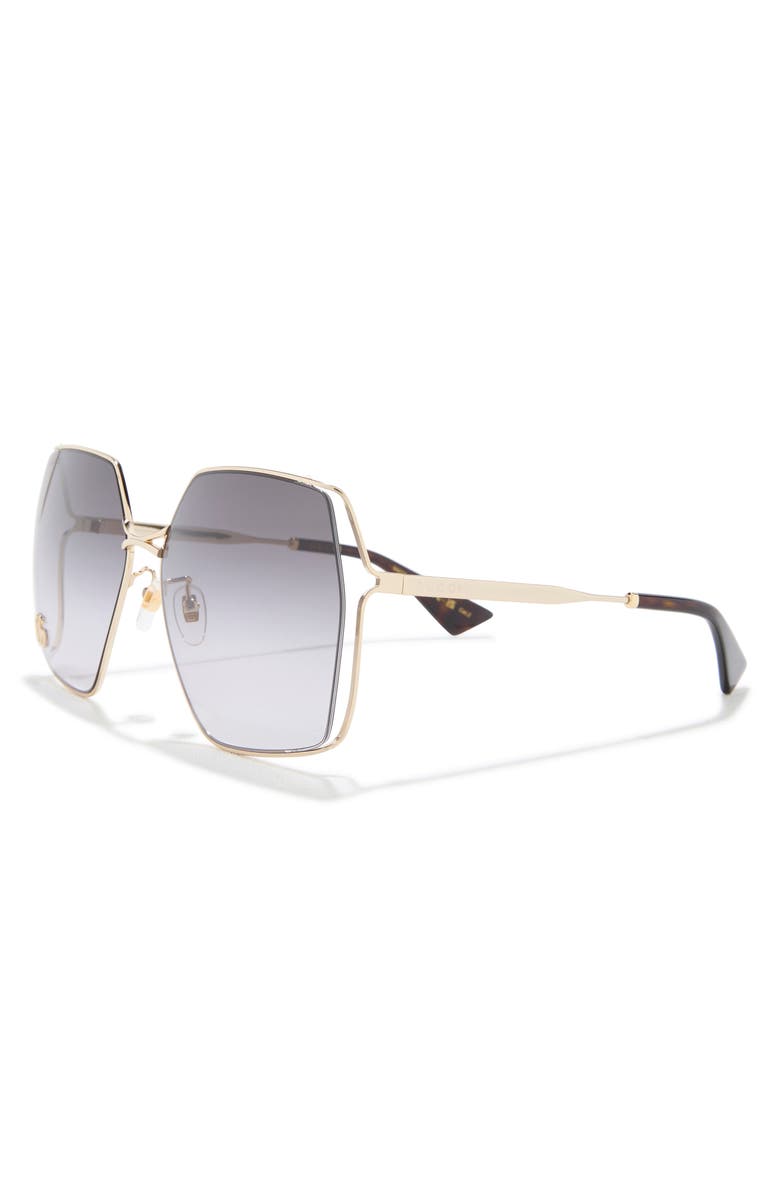 Gucci 65mm Oversize Rectangular Sunglasses, Alternate, color, Gold Gold Grey