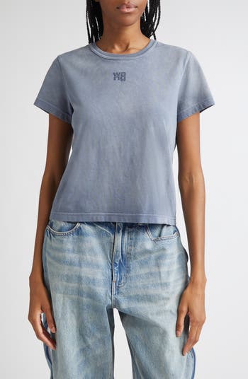Alexander Wang Puff Logo Shrunken Cotton Jersey T-Shirt