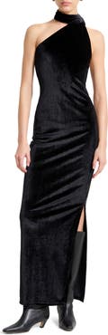 Marcella Manhattan One-Shoulder Velvet Gown