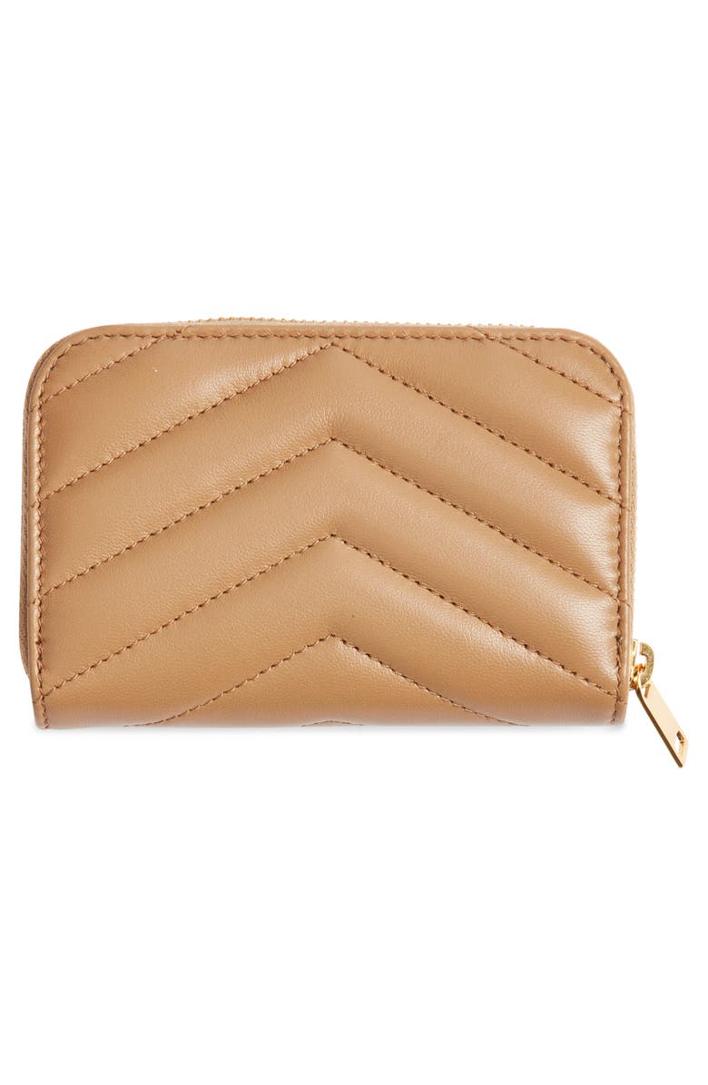 Saint Laurent Cassandre Quilted Card Wallet, Alternate, color, Natural Tan