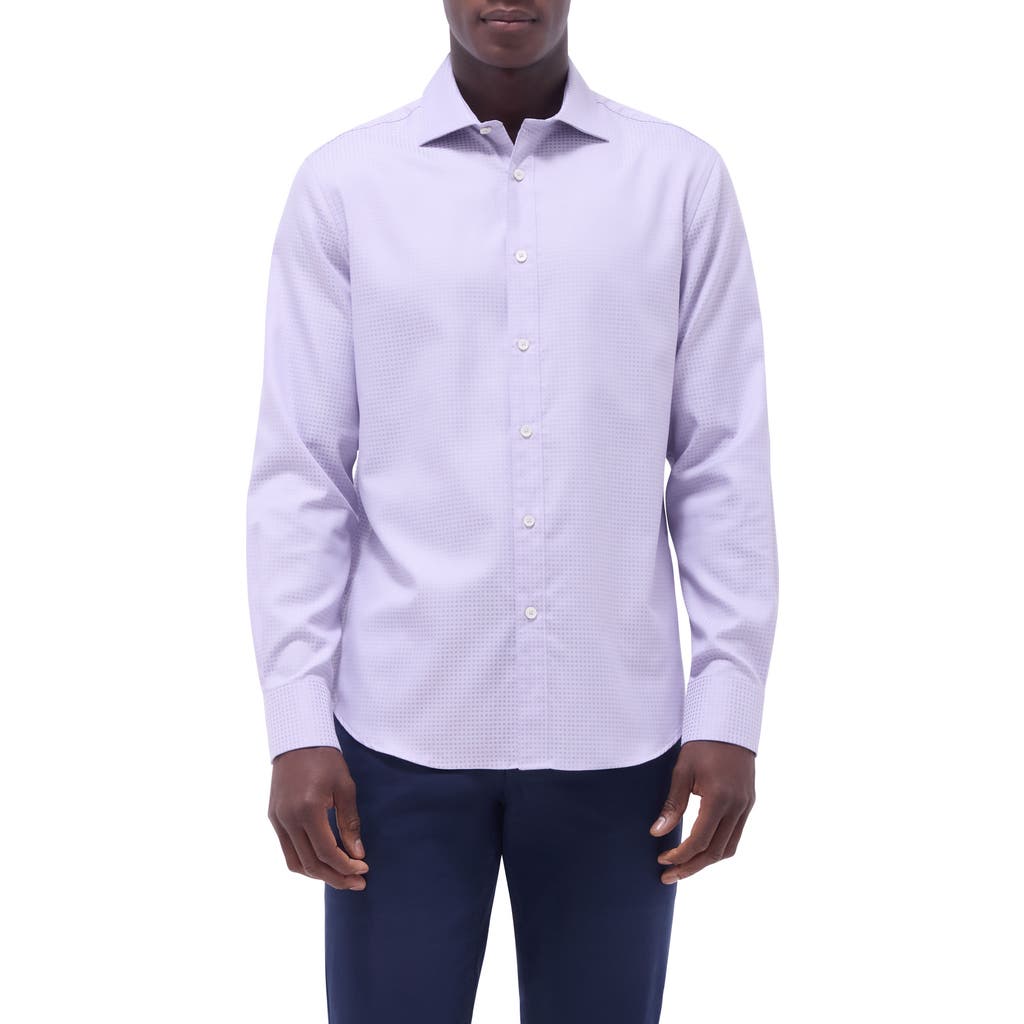Bugatchi Axel Shaped Fit Jacquard Button-up Shirt In Lilac