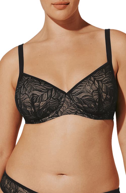 Thirdlove Feather Lace Underwire Demi Bra In Black