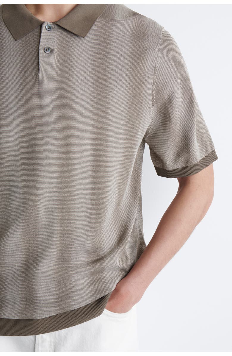 COS Diffused-Stripe Knit Polo Shirt, Alternate, color, Mole / Striped