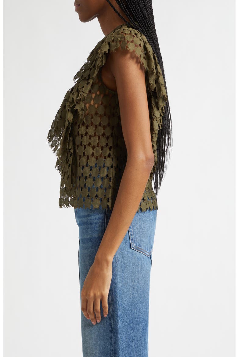 Daevy Cutout Ruffle Top, Alternate, color, PINE