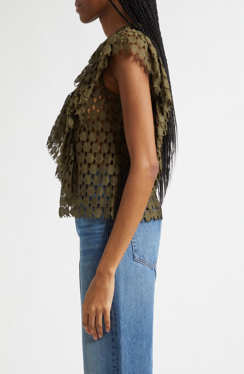 Ulla Johnson Daevy Cutout Ruffle Top, Alternate, color, Pine