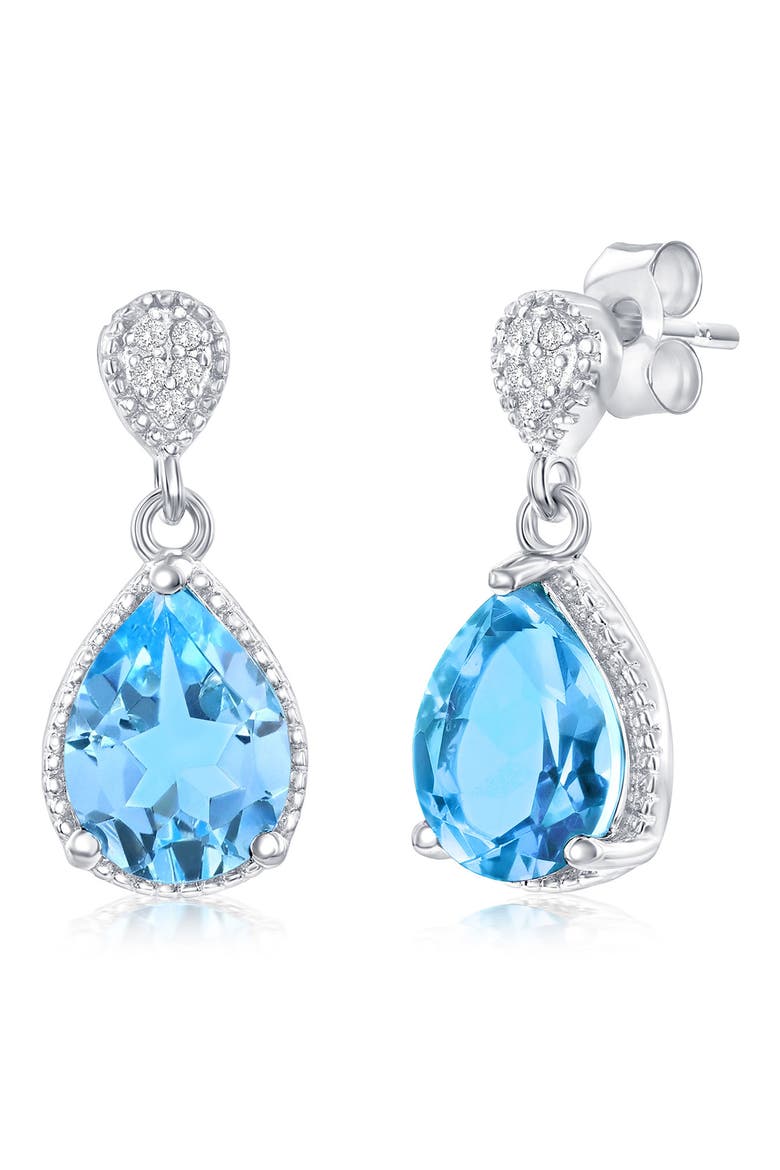 Semiprecious Stone & White Topaz Drop Earrings, Main, color, BLUE TOPAZ