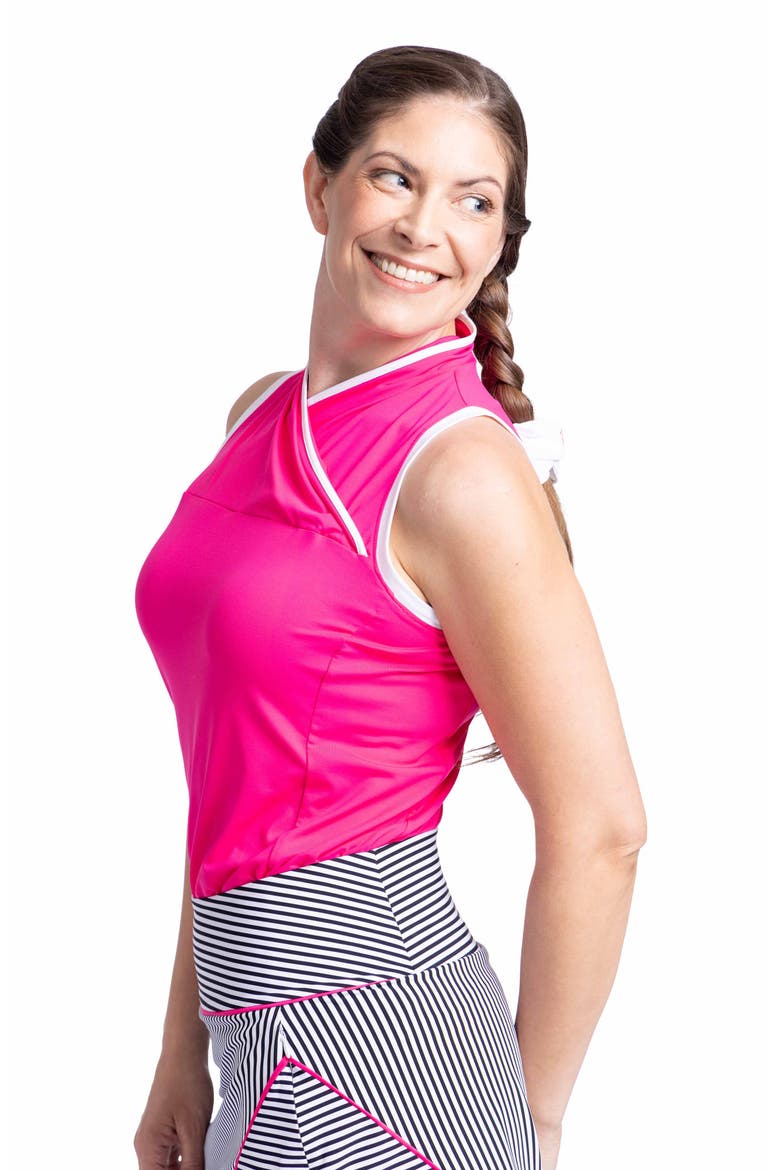 Overlap Wrap Sleeveless Golf Top, Alternate, color, PREPPY PINK