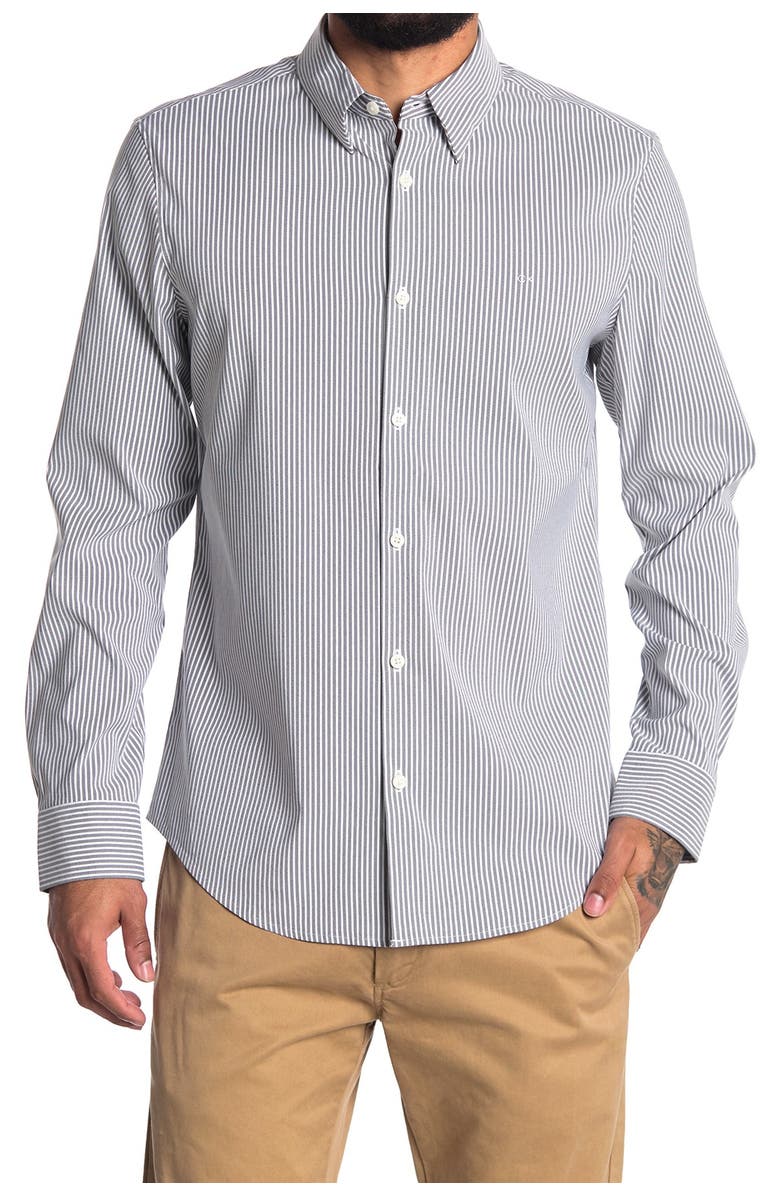 Calvin Klein Long Sleeve Move Stripe Dress Shirt, Main, color, 
