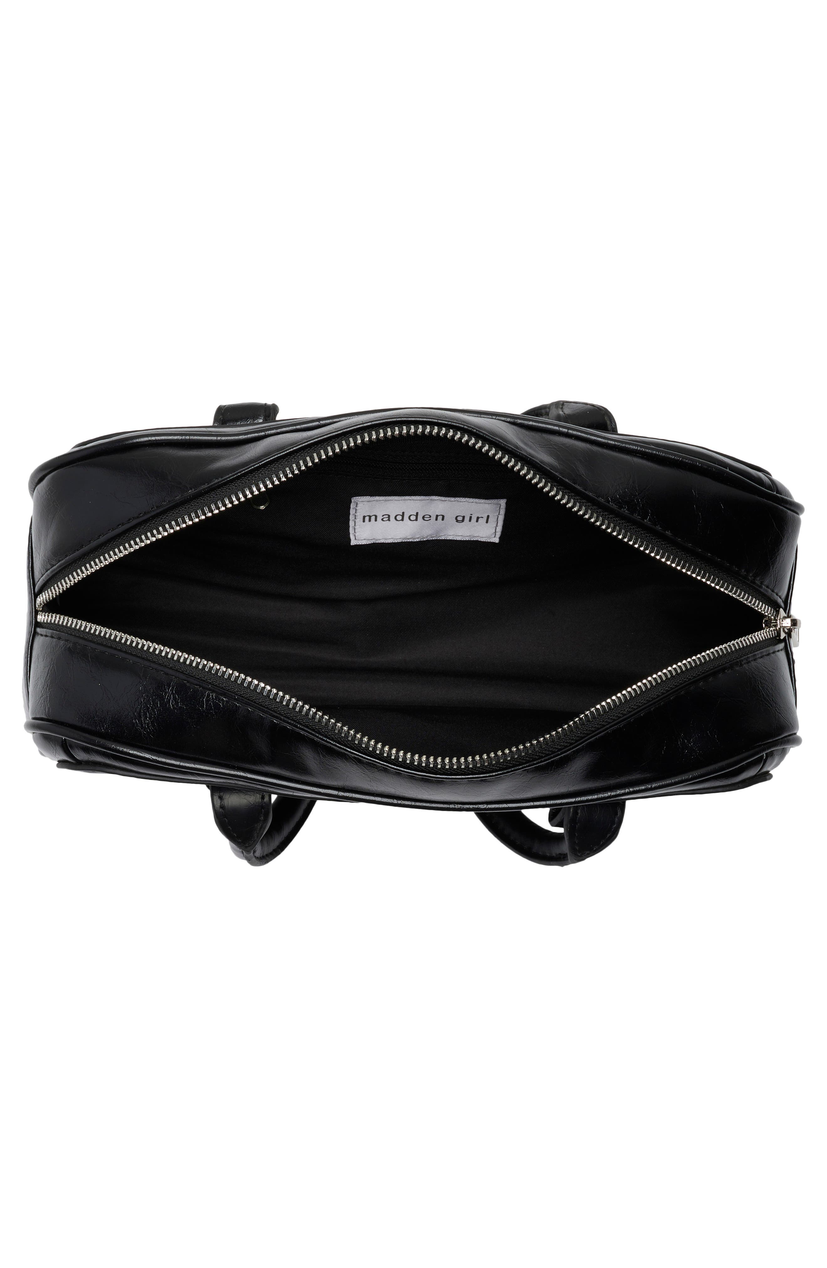 Madden Girl Kids' Crinkle Faux Leather Shoulder Bag, Alternate, color, Black