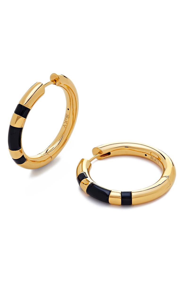 Monica Vinader x Kate Young Onyx Hoop Earrings, Main, color, 