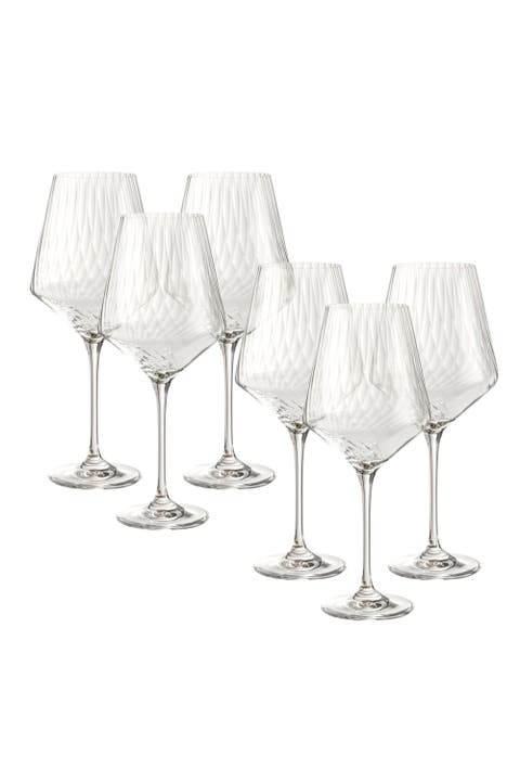 Poznan Optical Glass White Wine Glass 13 oz Transparent Set of 6