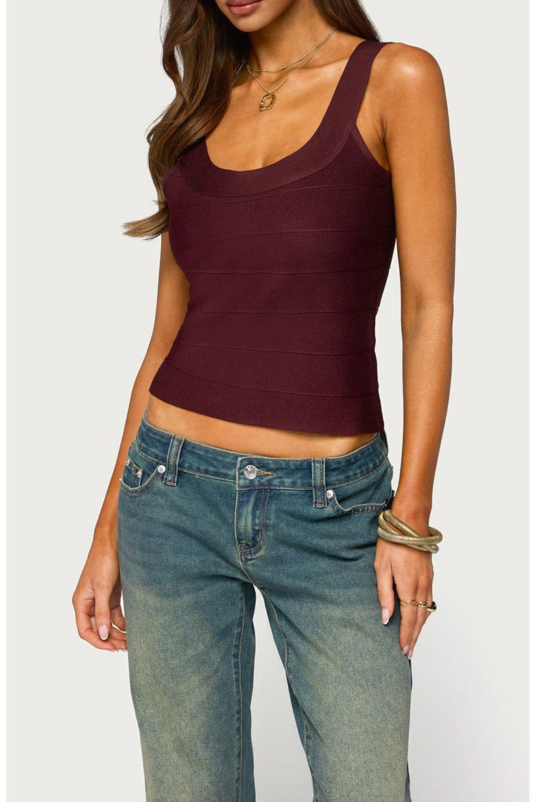 Akina Bandage Knit Tank, Main, color, BURGUNDY