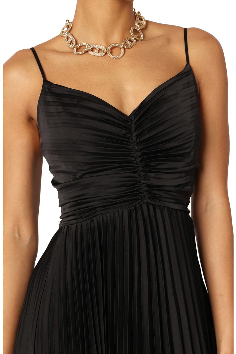 Naira Pleated Maxi Dress, Alternate, color, BLACK