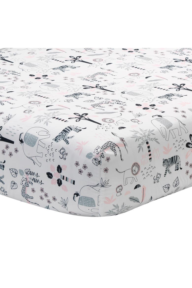 Happy Jungle Safari Nursery 5-Piece Crib Bedding Set, Alternate, color, Pink