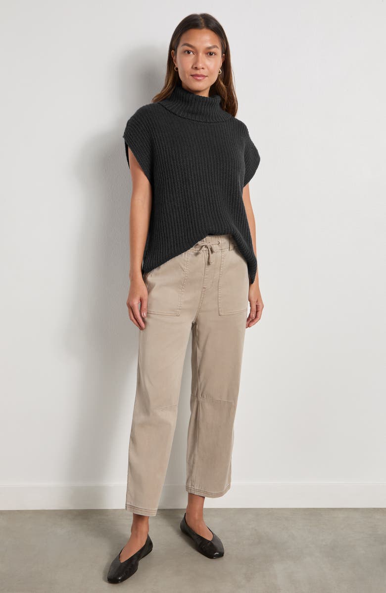 Splendid Rosalie Turtleneck Short Sleeve Sweater, Alternate, color, Black