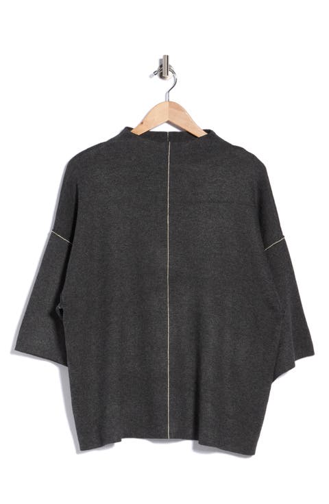 Mock Neck Elbow-Length Sleeve Sweater